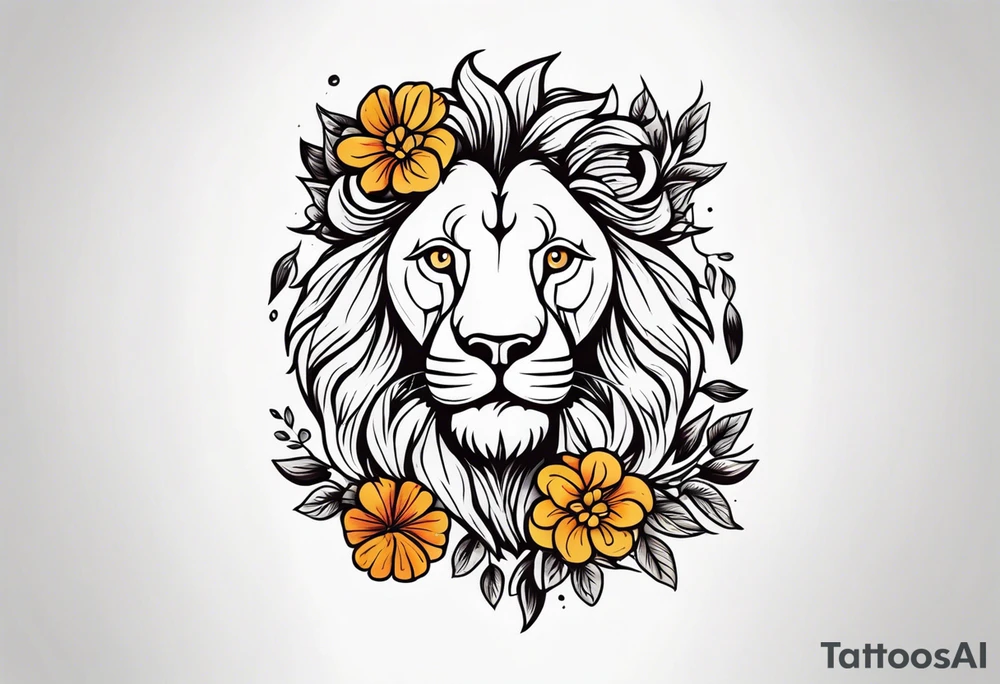 lion

vintage tattoo style old school traditional bold color simple with flowers surrounded tattoo idea