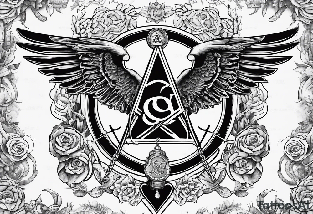 Staff of caduceus with masonic symbols tattoo idea