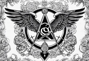 Staff of caduceus with masonic symbols tattoo idea