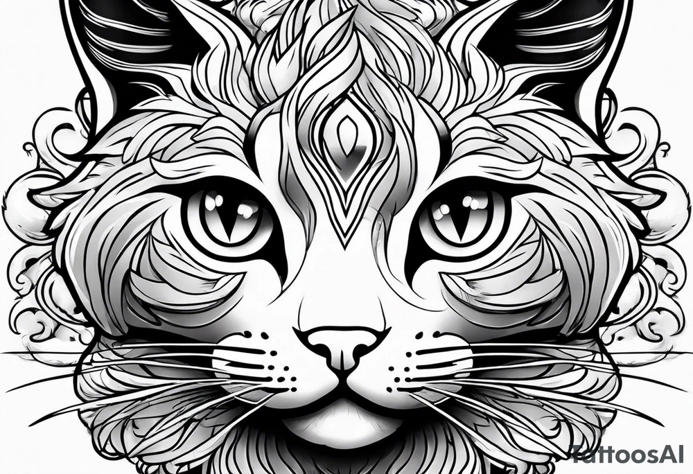 small Cat face, front on tattoo idea