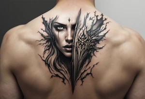 Shield maiden face ready to fight, war paint tattoo idea