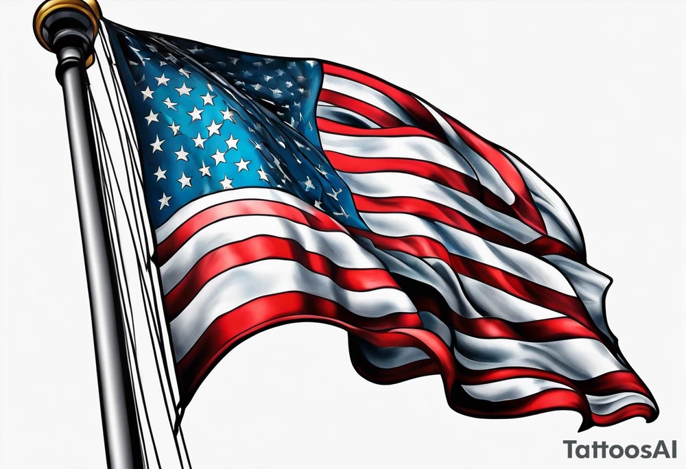 Drawing of American flag black and grey tattoo idea