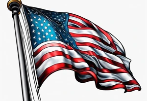Drawing of American flag black and grey tattoo idea