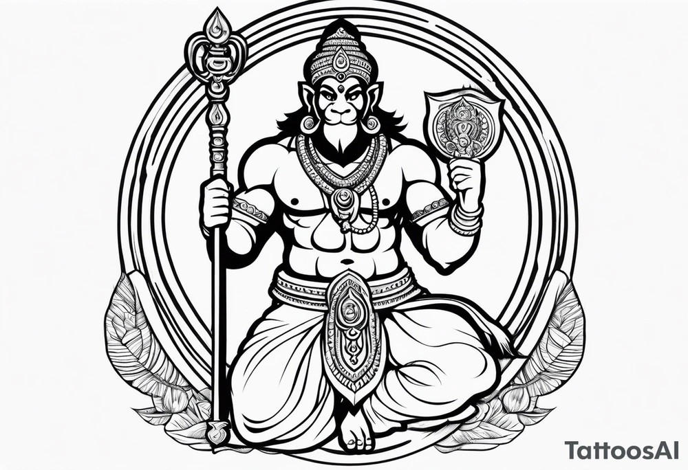 hanuman holding his mace tattoo idea