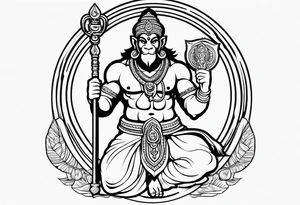 hanuman holding his mace tattoo idea