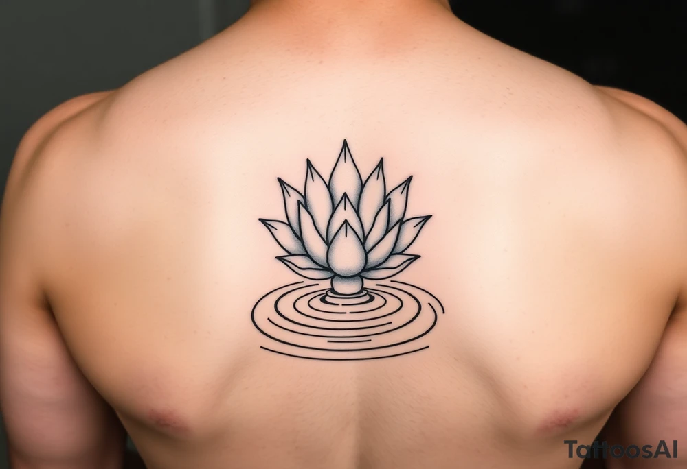 serene lotus flower emerging from sacred waters with ripples tattoo idea
