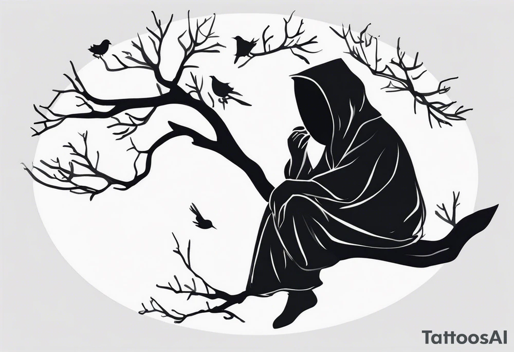 faceless, dark creatures sitting on a branch of a tree tattoo idea faceless, dark creatures sitting on a branch of a tree tattoo idea