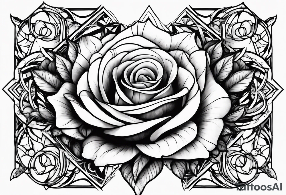 Tesseract with roses and stars tattoo idea