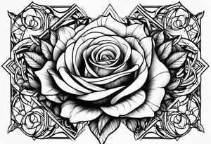 Tesseract with roses and stars tattoo idea