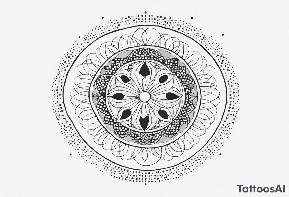 spiritual design made of black dots and circles tattoo idea