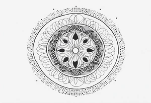 spiritual design made of black dots and circles tattoo idea