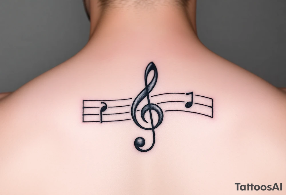 Music staff with treble clef and music notes tattoo idea