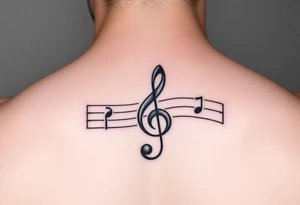 Music staff with treble clef and music notes tattoo idea
