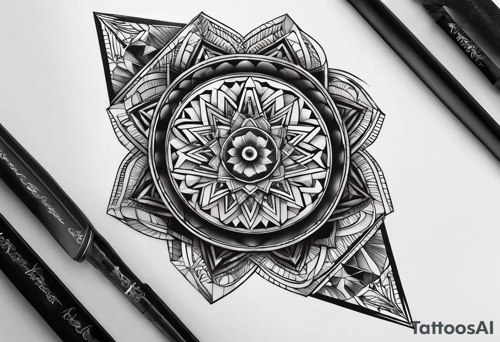 un tatuaggio semplice che crea un'illusione ottica con figure geometriche tattoo idea