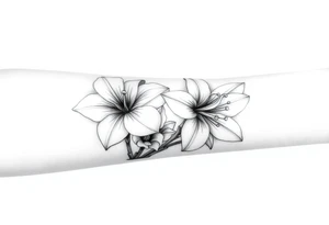 Gladiolus and Narcissus  flowers on forearm tattoo idea