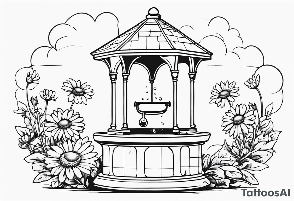 Wishing well palindrome adorned with a daisy tattoo idea