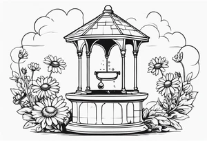 Wishing well palindrome adorned with a daisy tattoo idea