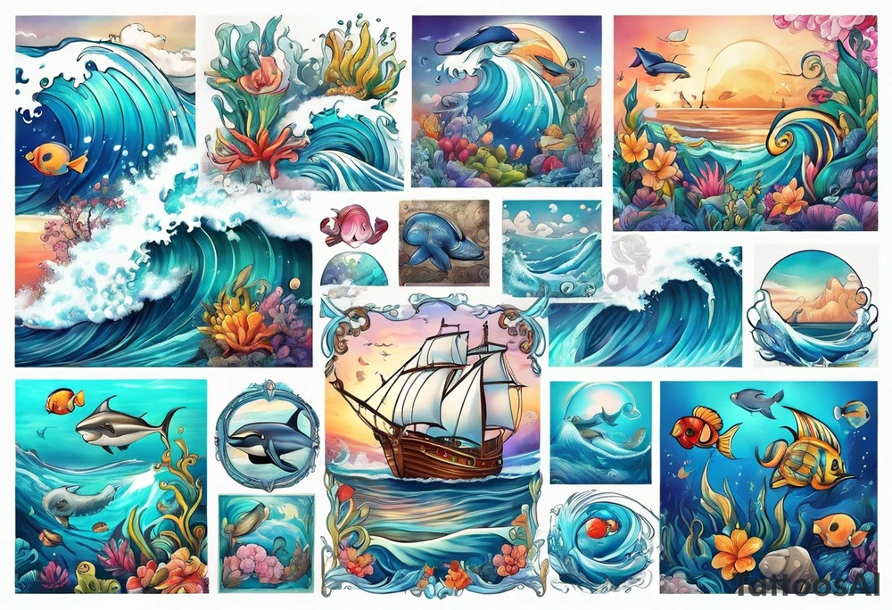 Animal cute , ocean tattoo idea