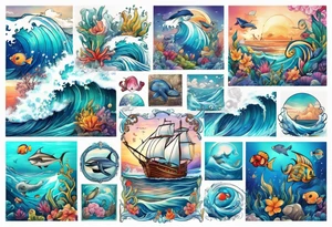 Animal cute , ocean tattoo idea