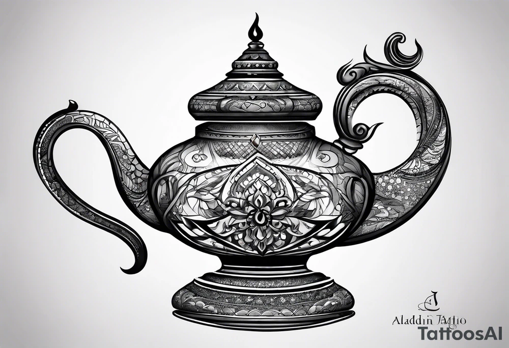 magic lamp from aladdin tattoo idea