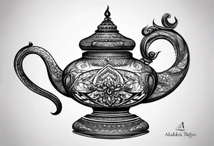 magic lamp from aladdin tattoo idea