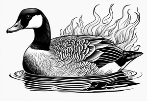 canadian goose with flames tattoo idea