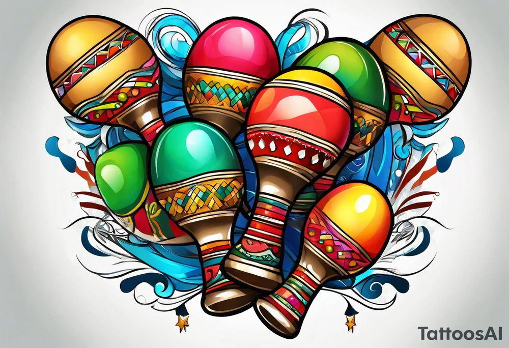 Colorfull maracas tattoo idea