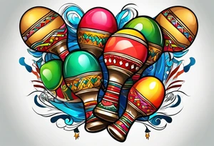 Colorfull maracas tattoo idea