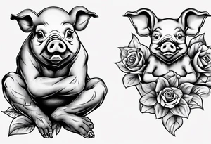 see no, hear no, speak no evil pig tattoo idea