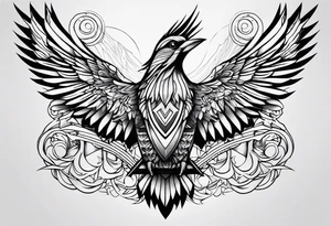 Valhalla bird straight line tattoo idea