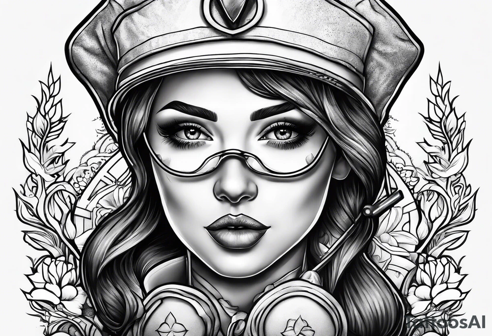 Nurse wearing PPE tattoo idea