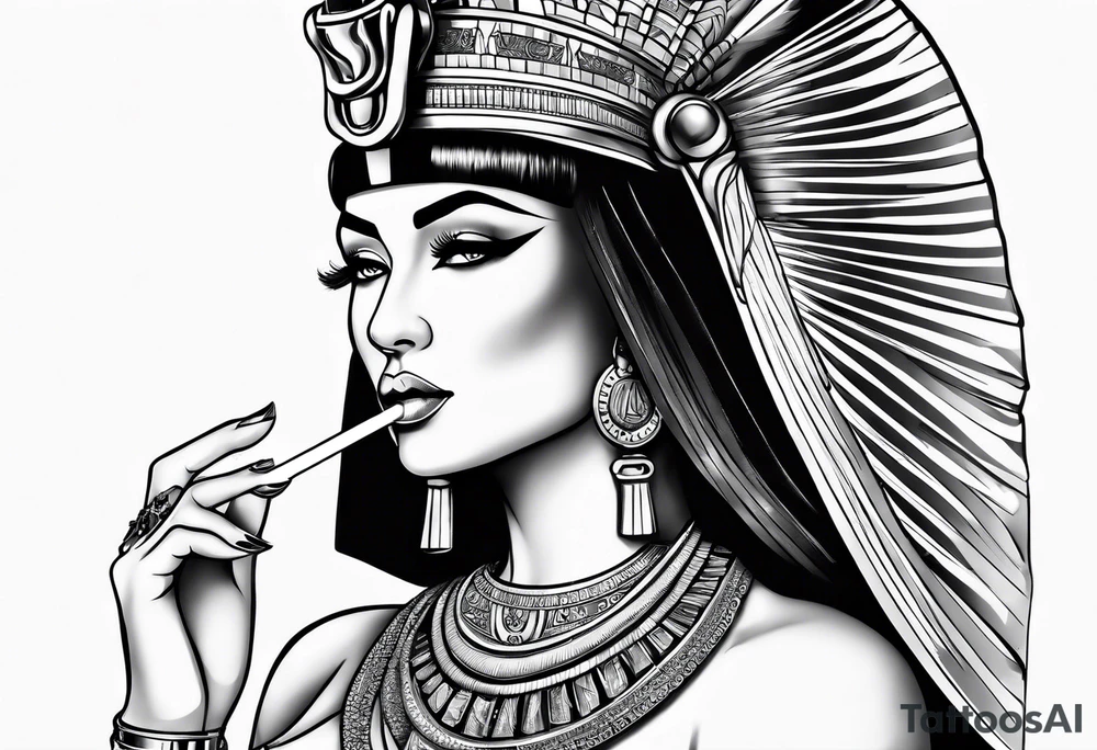 Cleopatra smoking cigarette tattoo idea