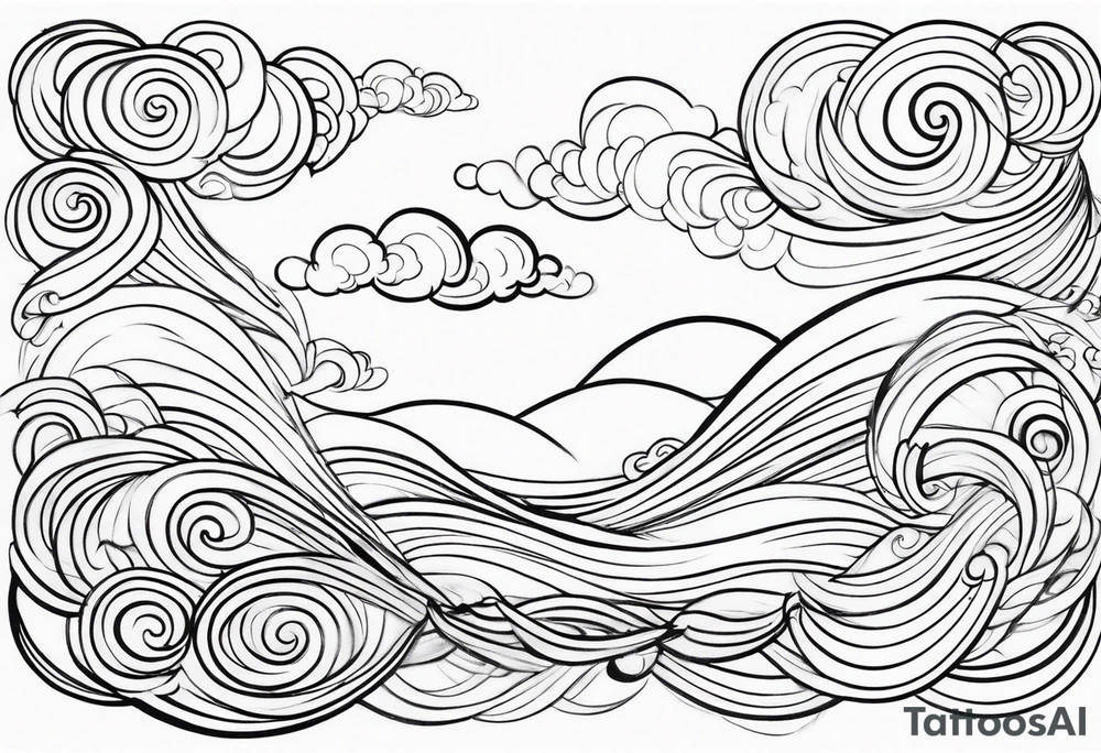 heaven clouds swirl vignette tattoo idea