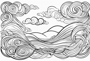 heaven clouds swirl vignette tattoo idea
