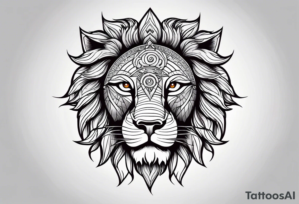 Lion sun avil eye tattoo idea