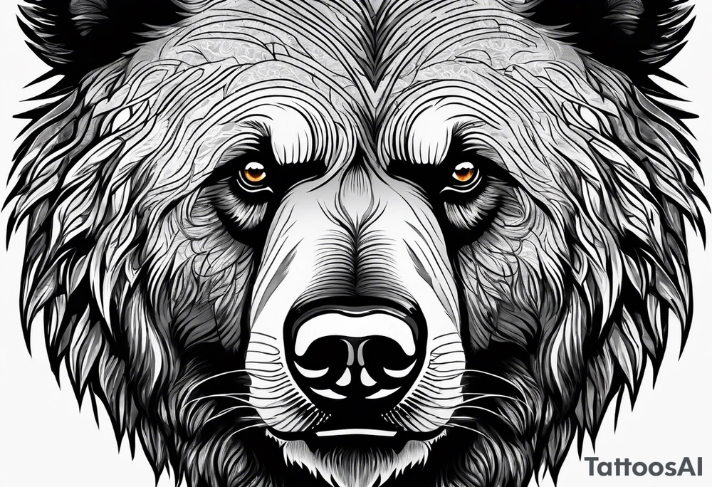 Grizzly Bear with a look of strength in their eyes tattoo idea