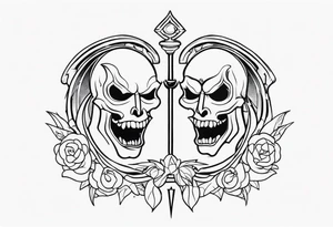 Good and evil greed tattoo idea