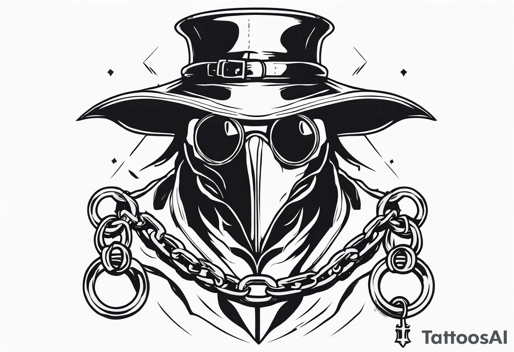 plague doctor holding chains tattoo idea