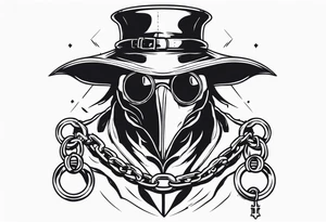 plague doctor holding chains tattoo idea
