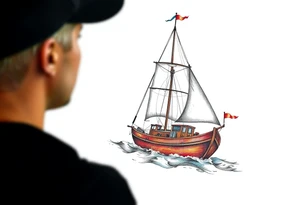 sailing boat at achor tattoo idea