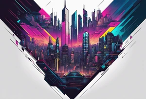 cyberpunk 2077, forearm tattoo, geometric, subtle, men, city skyline, 4k tattoo idea