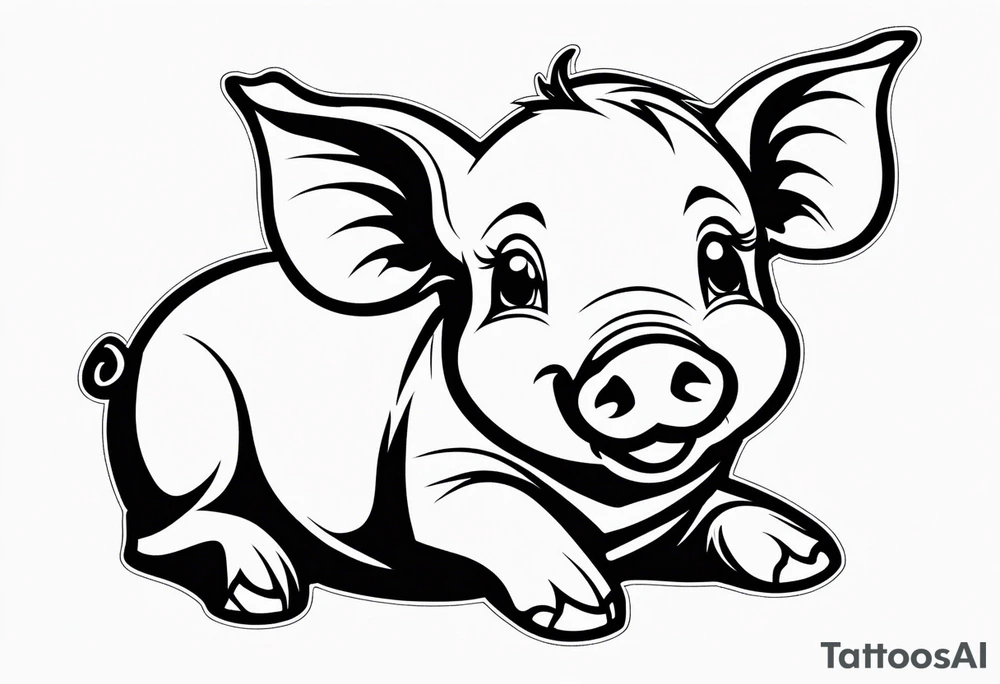 very cute happy piglet.
outline only.
black and white only.
only show the piglet. no extra lines or decoration.
no black shading.
dont make the ears too big.
draw only with very thin lines (1px)

should look like a tattoo that will only take 15 minutes to draw tattoo idea