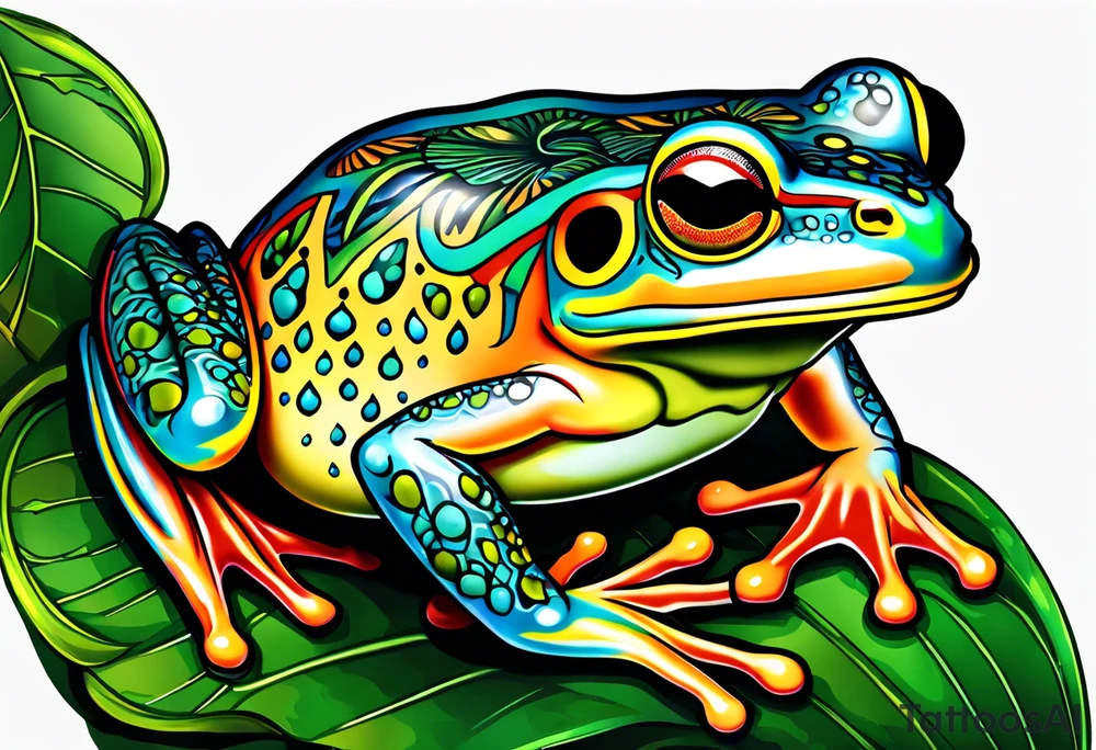 a psychedelic frog tattoo idea