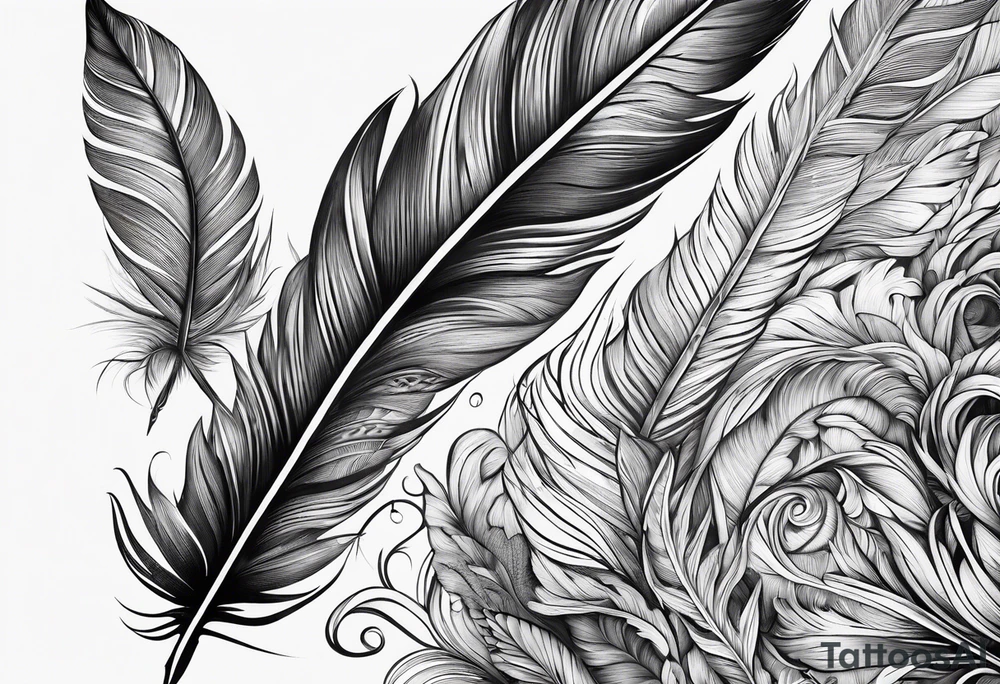 Folded feather tattoo idea