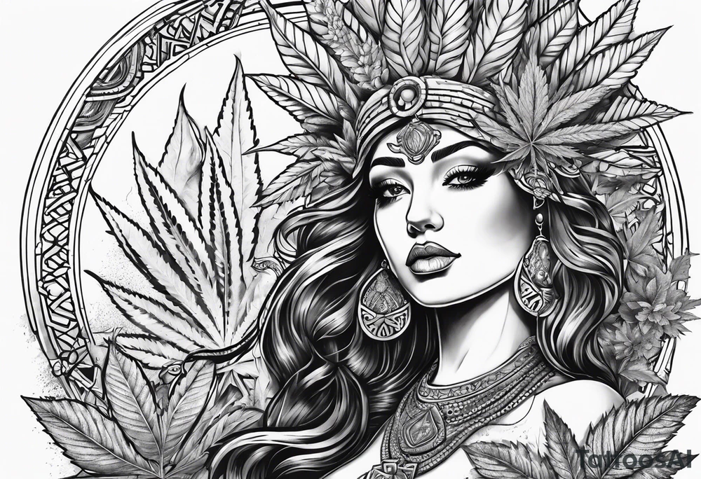 Goddess of marijuana tattoo idea