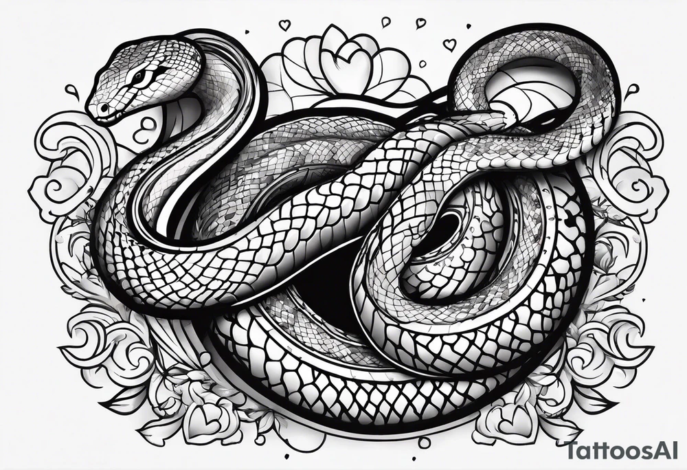 A cute snake with hearts. tattoo idea