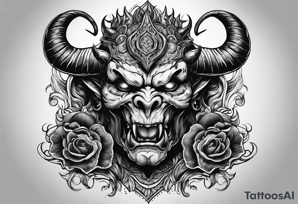 Demon holding a head tattoo idea