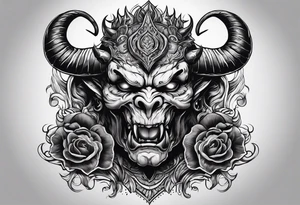 Demon holding a head tattoo idea