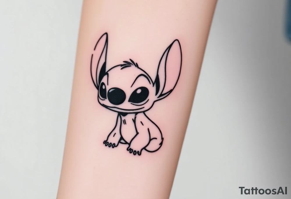 Disney's stitch character with names Ava Zaleea tattoo idea