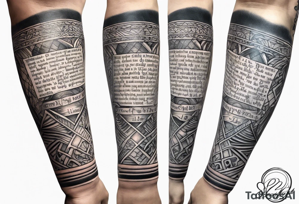 Sleeve with bible verses religious tattoo idea